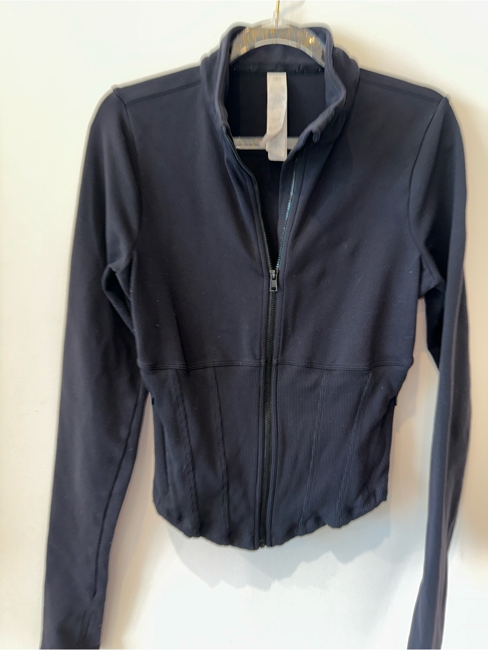 ALO Yoga Black Jacket with Gold Speckle Trim - Picture 3 of 12